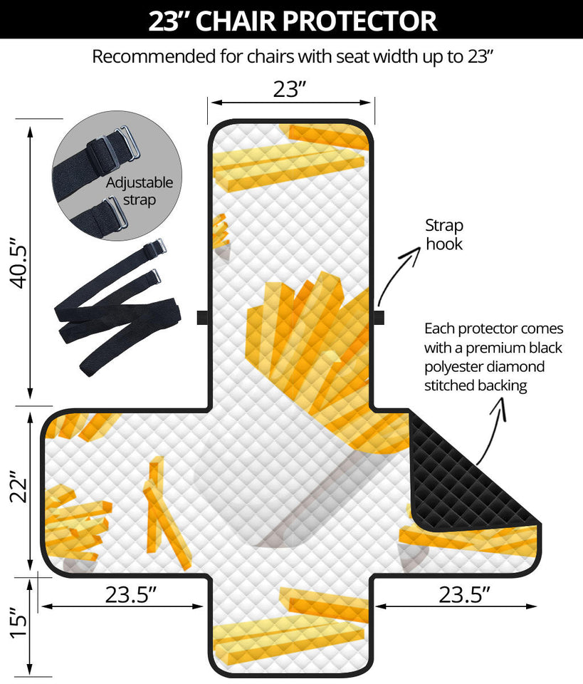 French fries white paper box pattern Chair Cover Protector