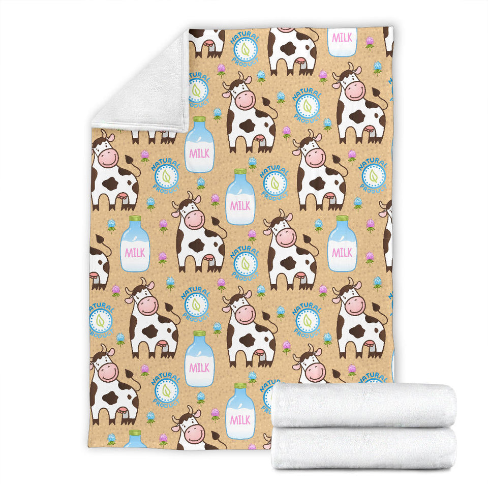 Cow Bottle Of Milk Pattern Premium Blanket