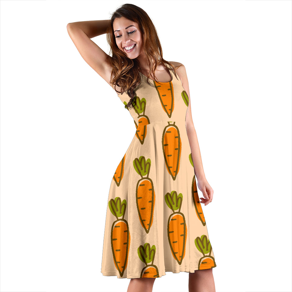 Carrot Pattern Print Design 04 Sleeveless Midi Dress