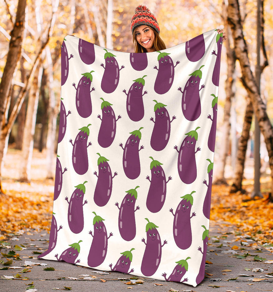 Eggplant Pattern Print Design 01 Premium Blanket