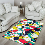 Watercolor Bowling Ball Pins Area Rug
