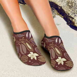 Coffee Bean Flower Pattern Aqua Shoes