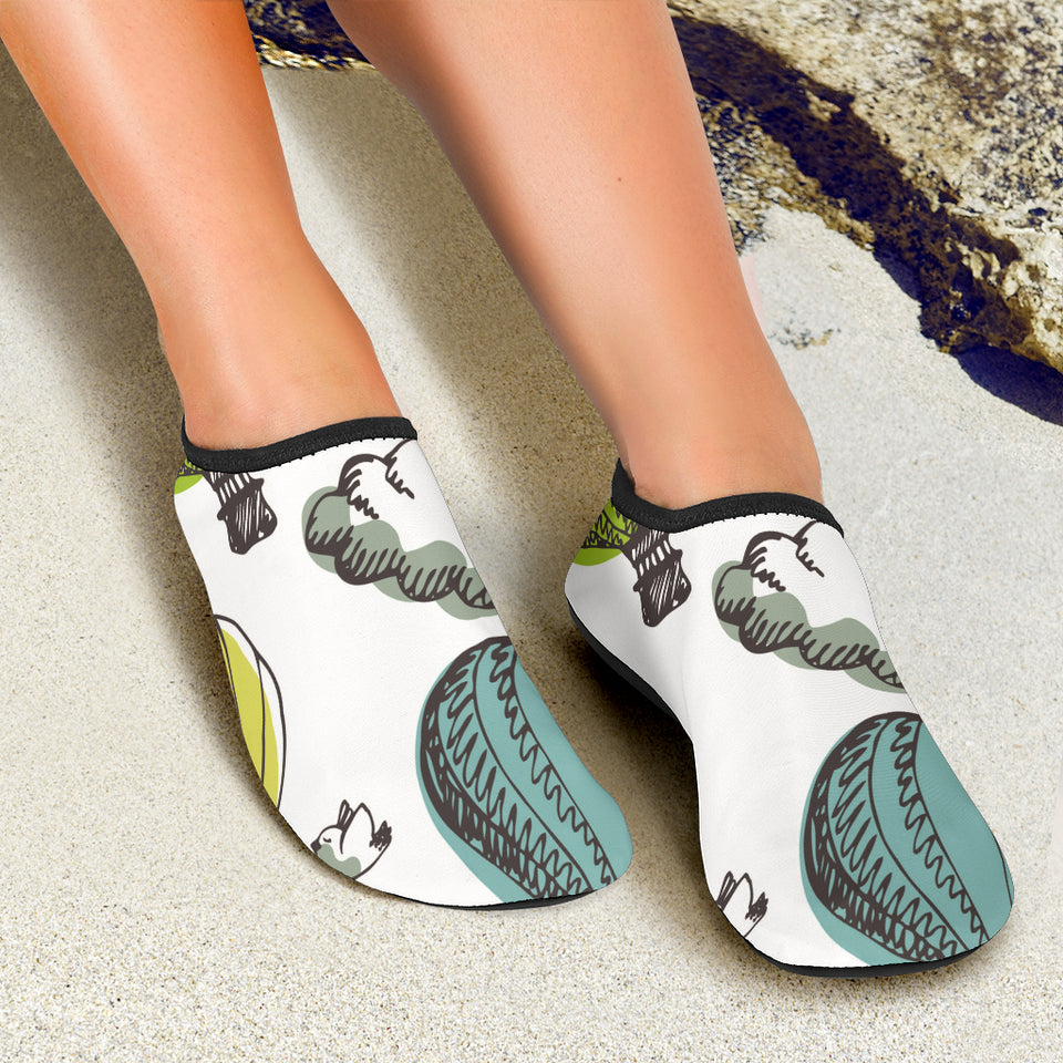 Hot Air Balloon Bird Cloud Pattern Aqua Shoes