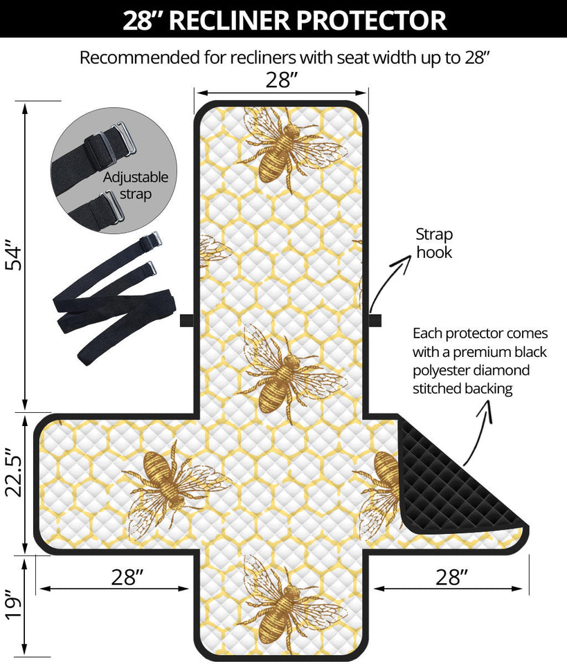 Bee honeycomb seamless design pattern Recliner Cover Protector