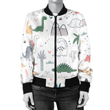 Cute Cartoon Dinosaurs Tree Pattern Women'S Bomber Jacket