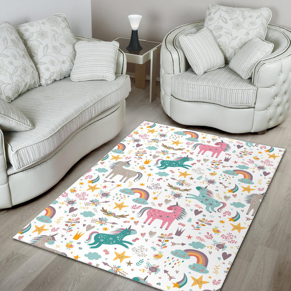 Colorful Unicorn Pattern Area Rug