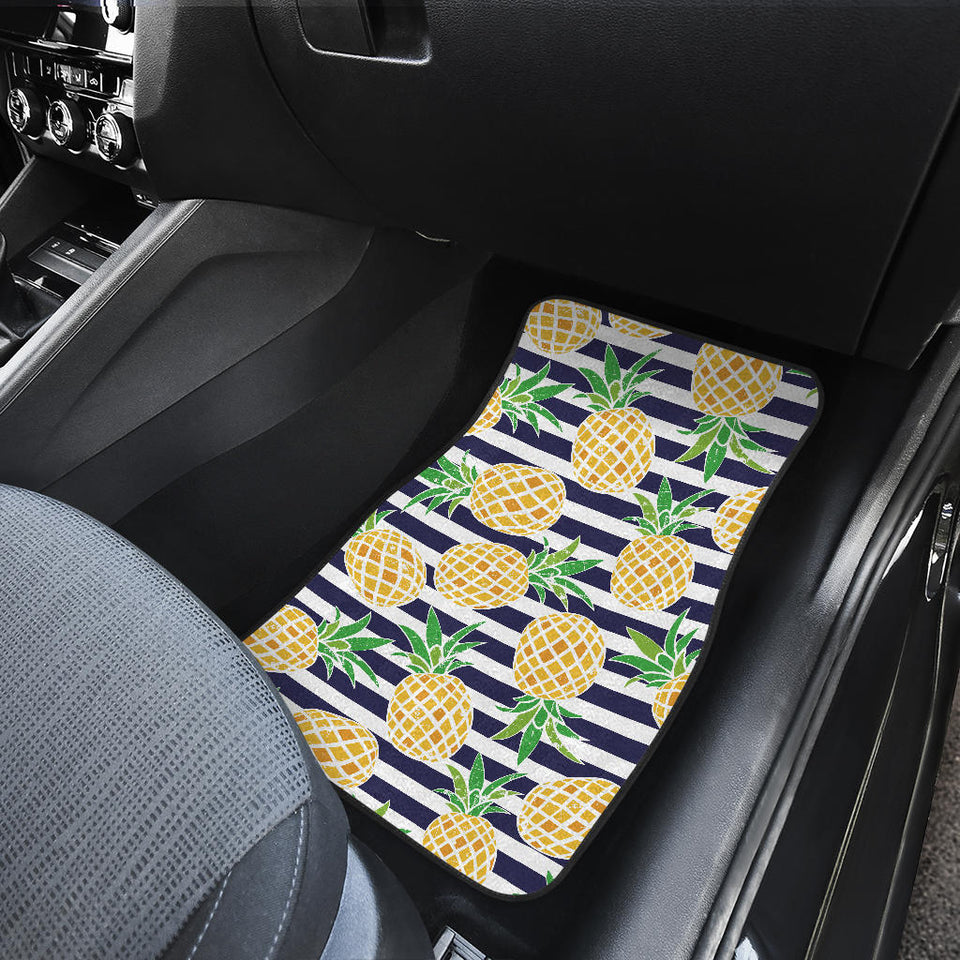 Pineapples Pattern Striped Background Front And Back Car Mats
