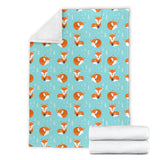 Fox Pattern Blue B Ackground Premium Blanket