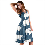 Polar Bear Mother Her Child Pattern Sleeveless Midi Dress