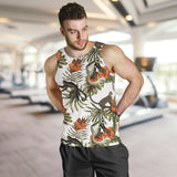 Monkey red hibiscus flower palm leaves floral pattern Men Tank Top