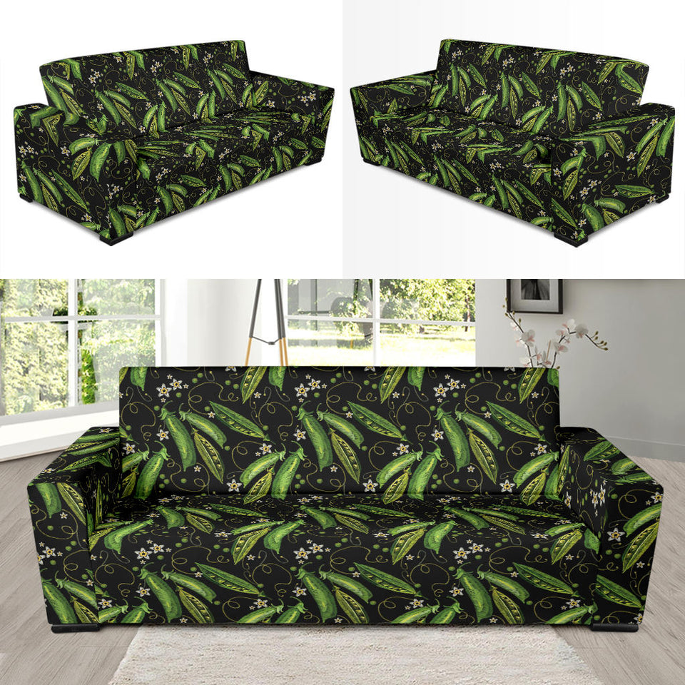 Green Peas Pattern Print Design 02 Sofa Slipcover