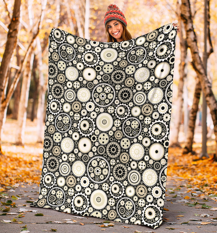 Gear Pattern Print Design 02 Premium Blanket