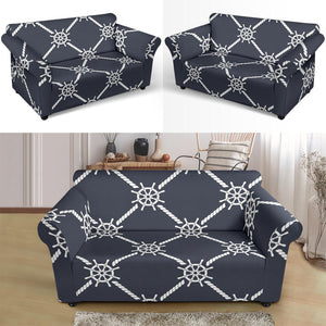 Nautical Steering Wheel Rope Pattern Loveseat Couch Slipcover