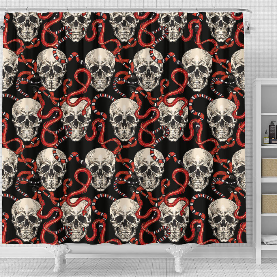 Red Snake Skull Pattern Shower Curtain Fulfilled In US