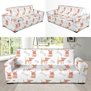 Chihuahua Bone Paw Pattern Sofa Slipcover
