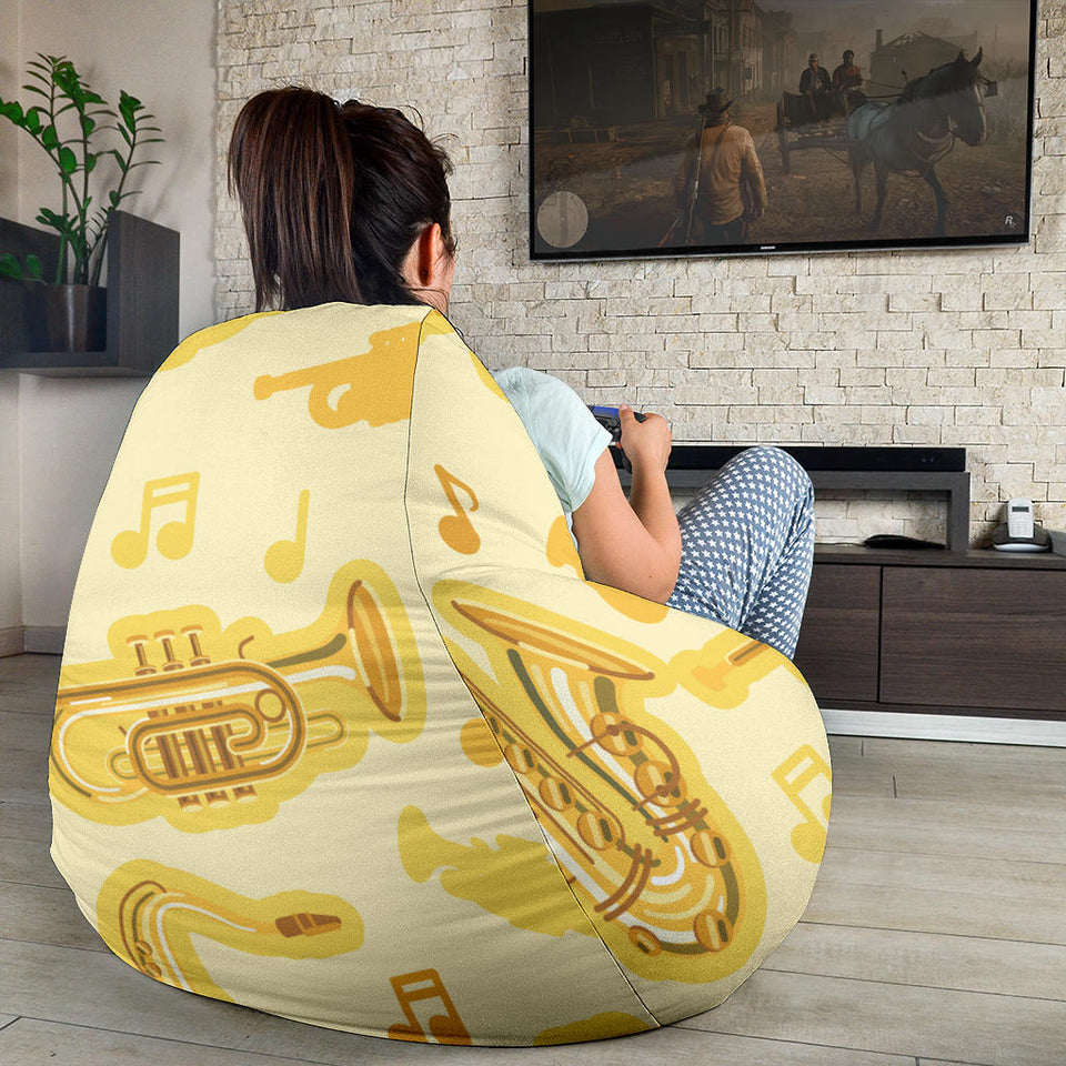 Saxophone Cornet Pattern Yellow Background Bean Bag Cover