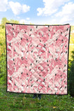 Pink Flamingos Pattern Background Premium Quilt