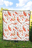 Watercolor Koi Fish Carp Fish Pattern Premium Quilt