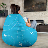 Airplane Destinations Blue Background Bean Bag Cover