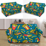 French Fries Red Paper Box Pattern Loveseat Couch Slipcover