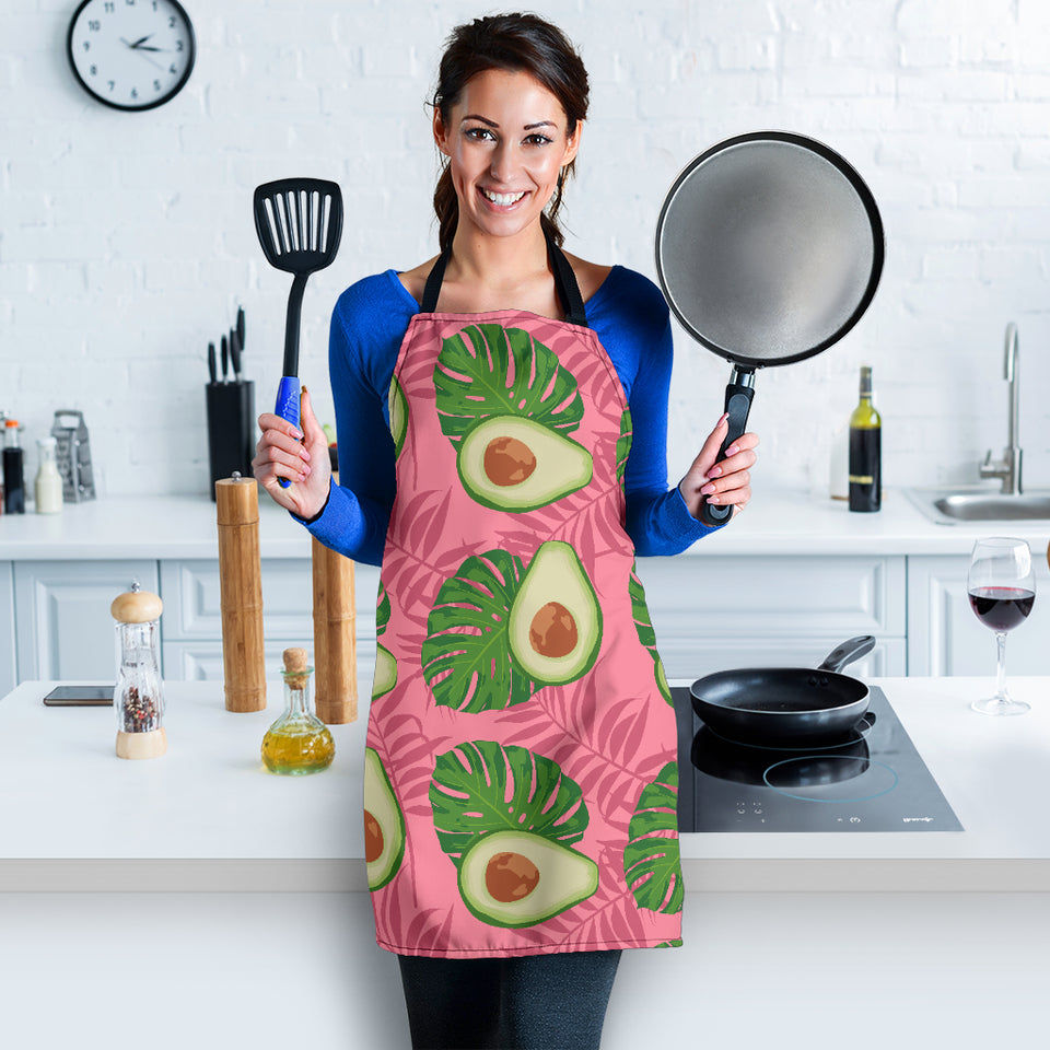 Avocado Slices Leaves Pink Back Ground Adjustable Apron