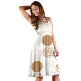 Gold Texture Mushroom Pattern Sleeveless Midi Dress