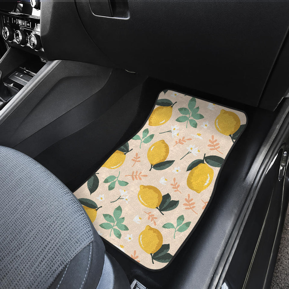 Lemon Flower Leave Pattern Front And Back Car Mats