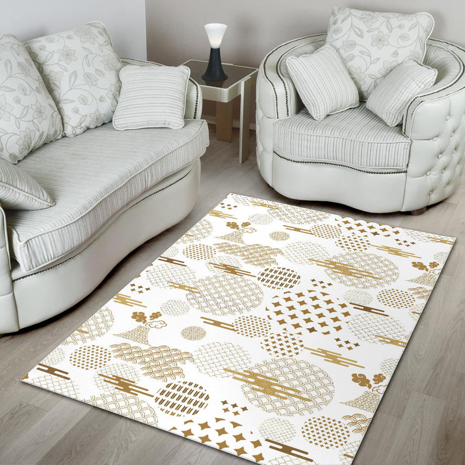 Beautiful Gold Japanese Pattern Area Rug