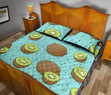Kiwi blue background Quilt Bed Set