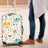 Cute Elephants Palm Tree Flower Butterfly Pattern Luggage Covers