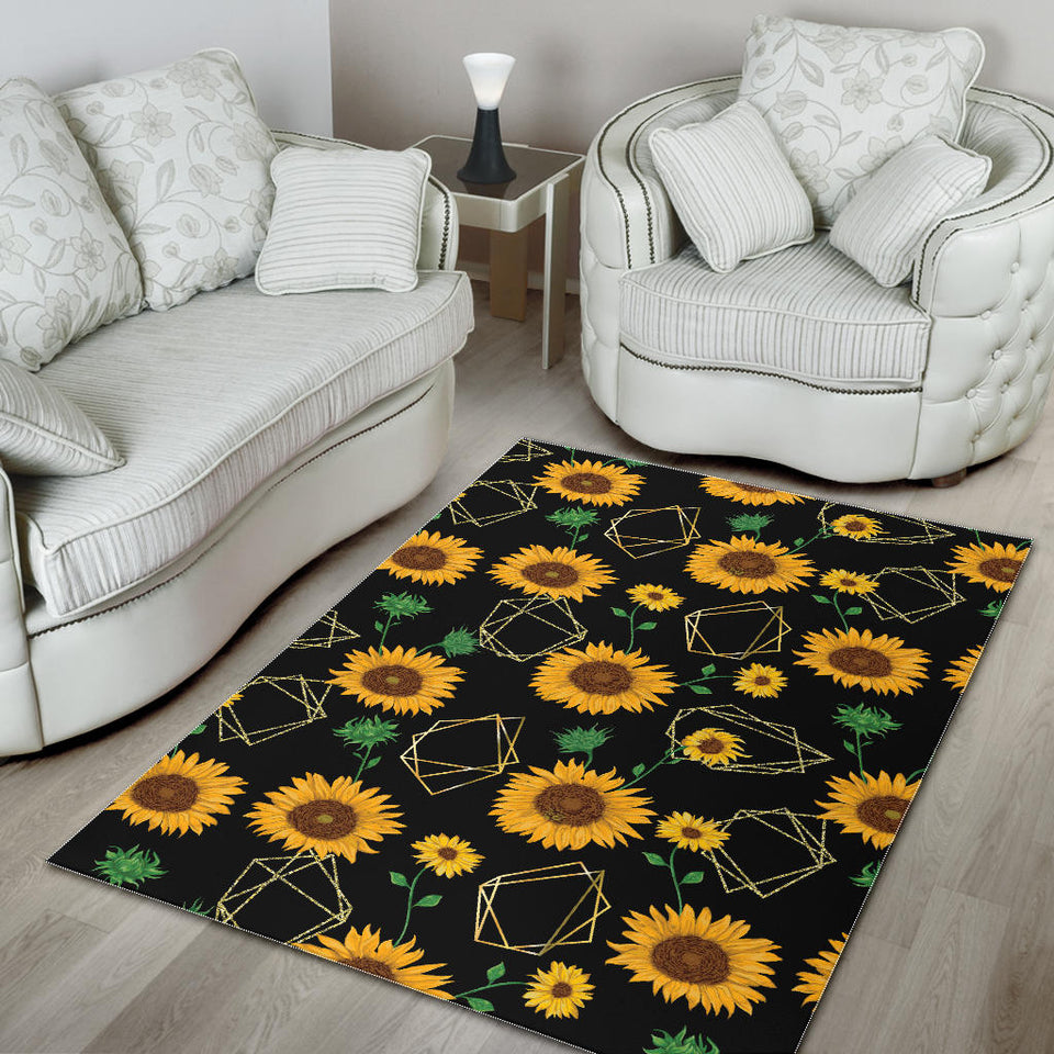 Sunflower Golden Polygonal Shapes Area Rug