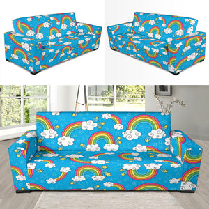 Rainbows Sky Clouds Pattern Sofa Slipcover