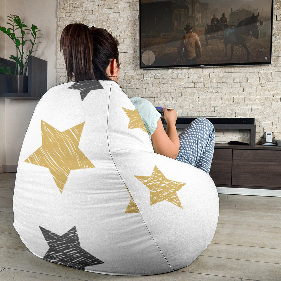 Hand Drawn Gold Black Star Pattern Bean Bag Cover