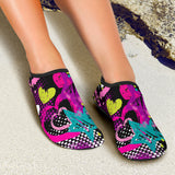 Heart Dot Wave Star Creative Design Pattern Aqua Shoes