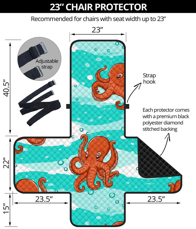 Octopuses sea wave background Chair Cover Protector