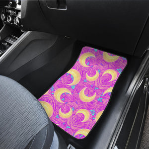 Moon Pink Rose Background Front Car Mats