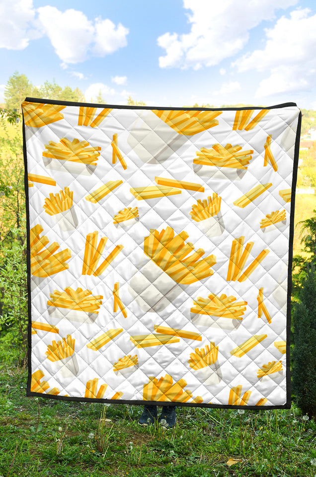 French Fries White Paper Box Pattern Premium Quilt