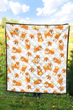 Brown Pomeranian Pattern Premium Quilt