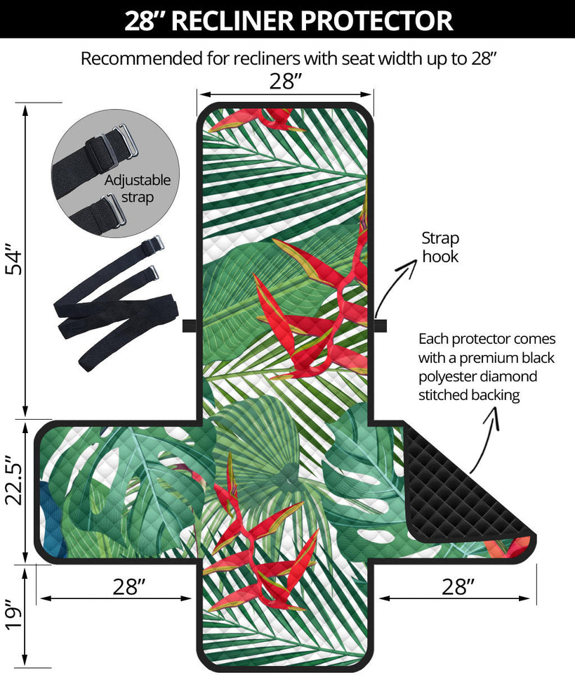 heliconia palm and monstera  leaves pattern Recliner Cover Protector