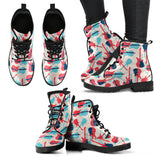 Red Blue Guitar Pattern Leather Boots