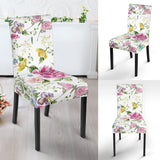 Hand Drawn Butterfly Rose Dining Chair Slipcover