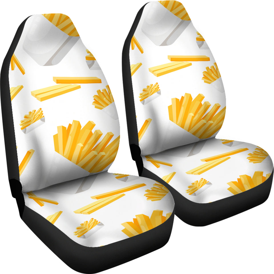 French Fries White Paper Box Pattern Universal Fit Car Seat Covers