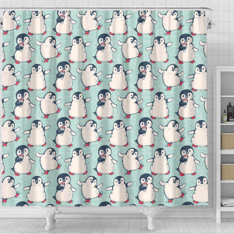 Cute Penguin Pattern Shower Curtain Fulfilled In US
