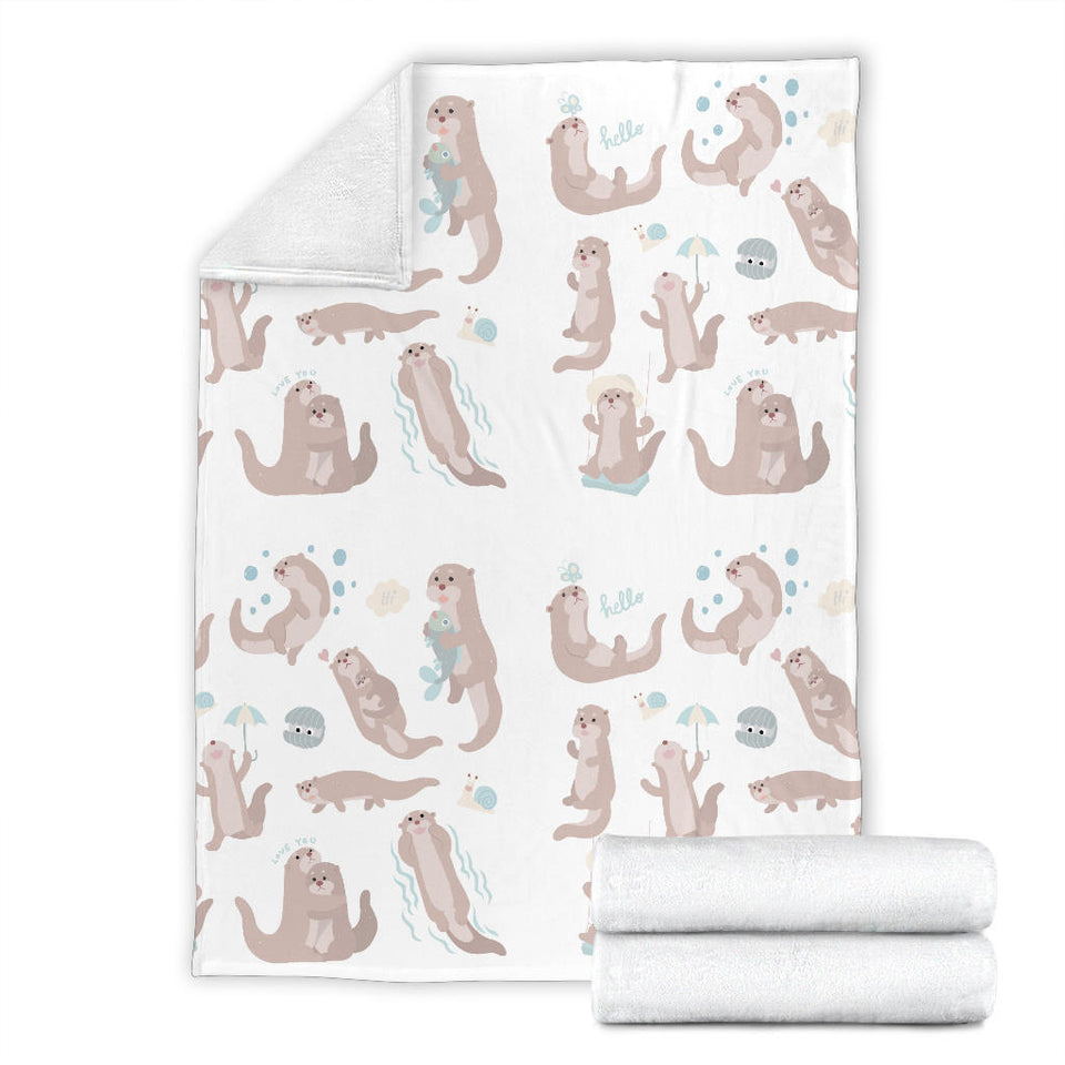 Cute Sea Otters Pattern Premium Blanket
