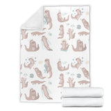 Cute Sea Otters Pattern Premium Blanket