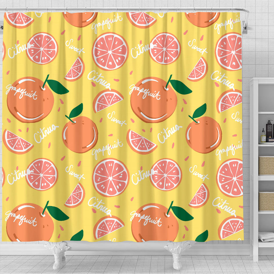 Grapefruit Yellow Background Shower Curtain Fulfilled In US