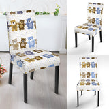 Teddy Bear Pattern Print Design 02 Dining Chair Slipcover
