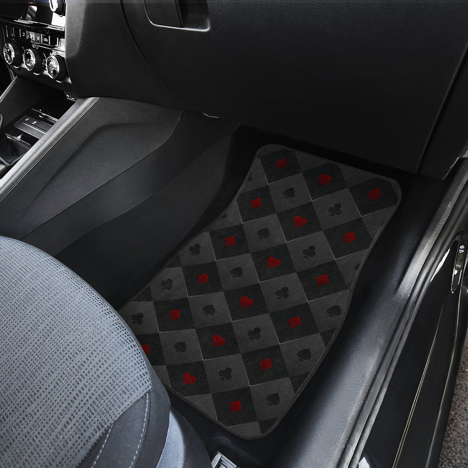 Casino Cards Suits Pattern Print Design 05 Front and Back Car Mats