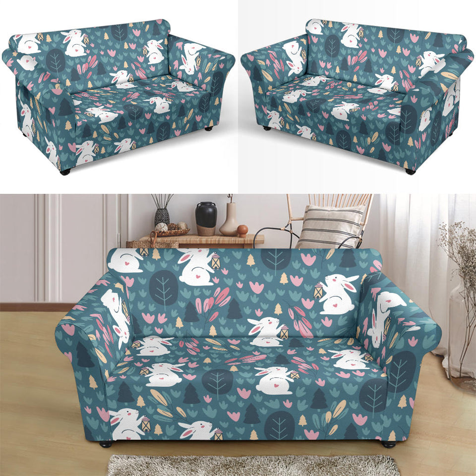 Cute Rabbit Pattern Loveseat Couch Slipcover