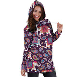 Elephant Indian Style Ornament Pattern Women'S Hoodie Dress